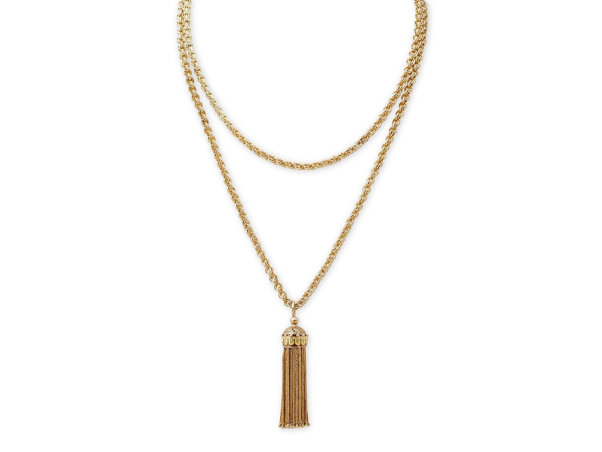 Antique Victorian 14K gold tassel necklace