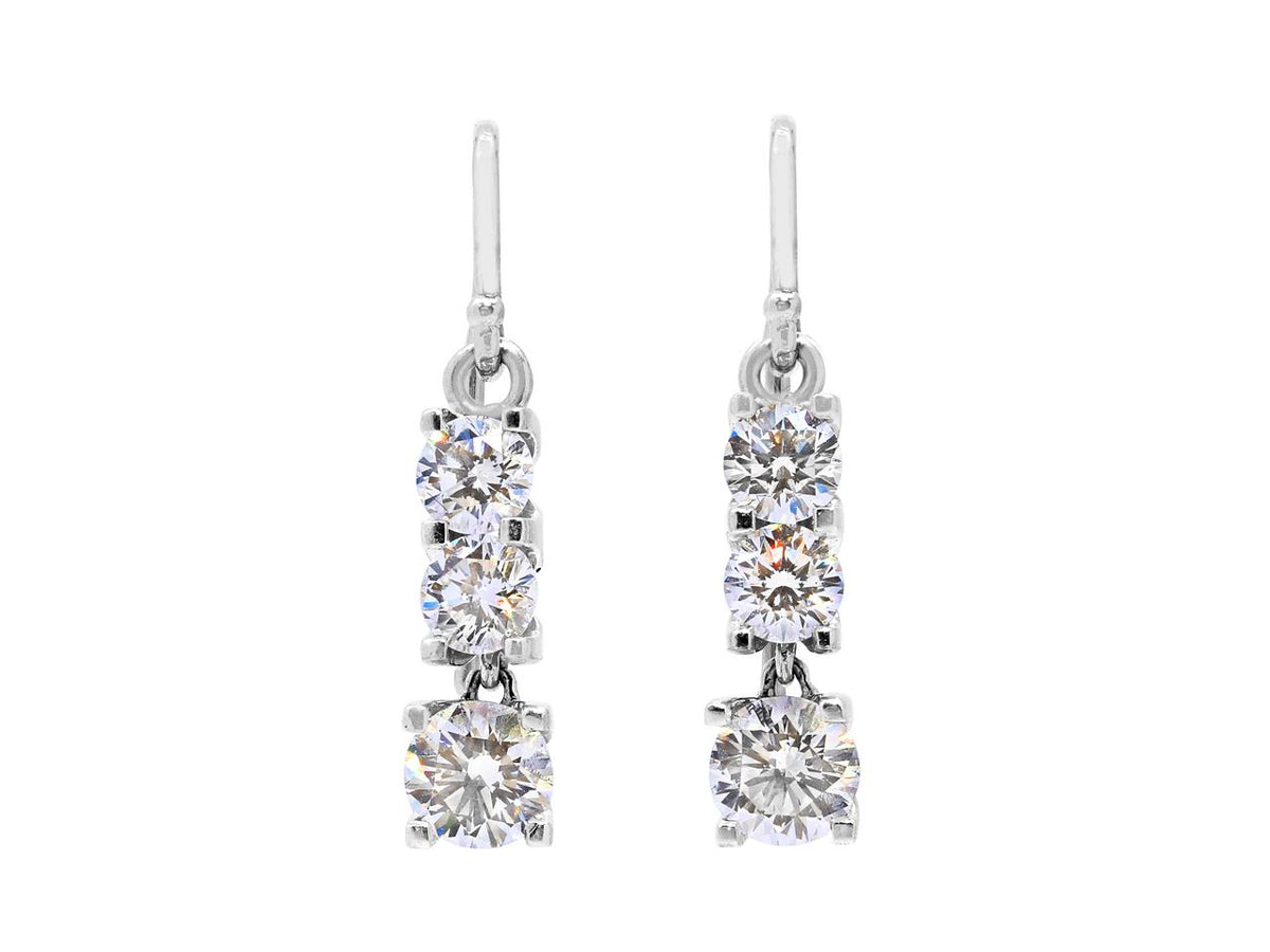 White gold diamond drop earrings with French hooks