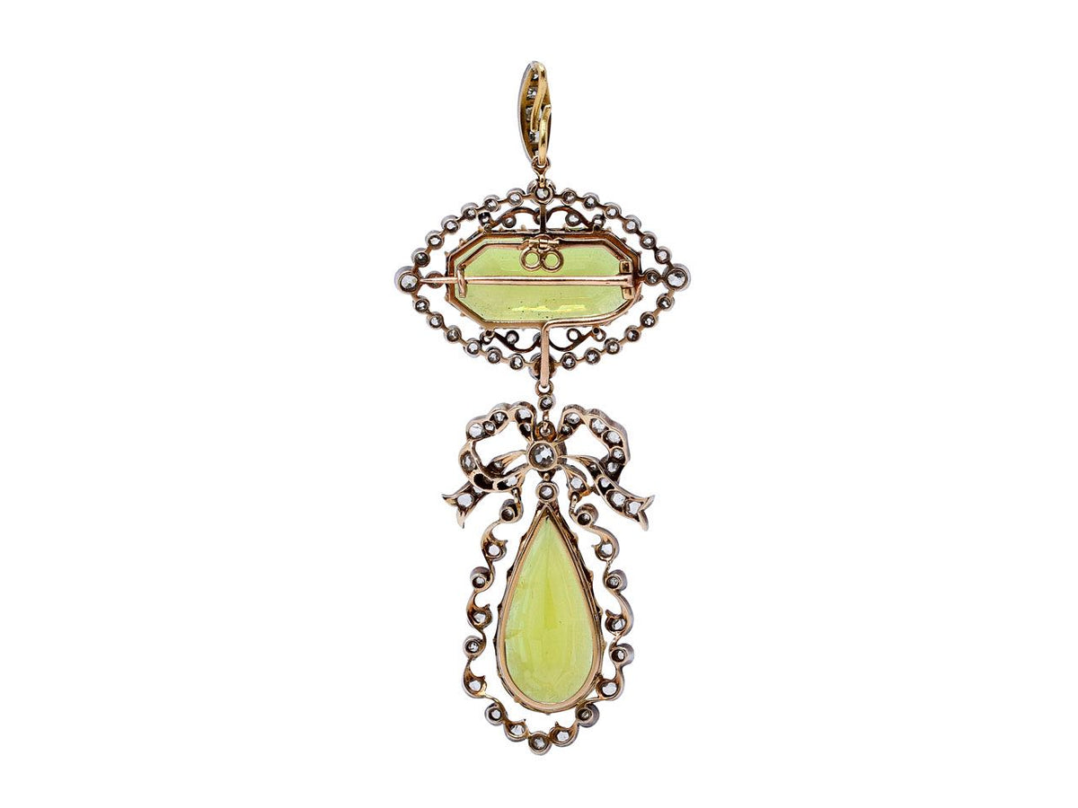 Edwardian peridot and diamond pendant in 14K gold