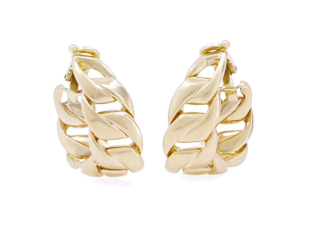 18k gold curb link hoop earrings