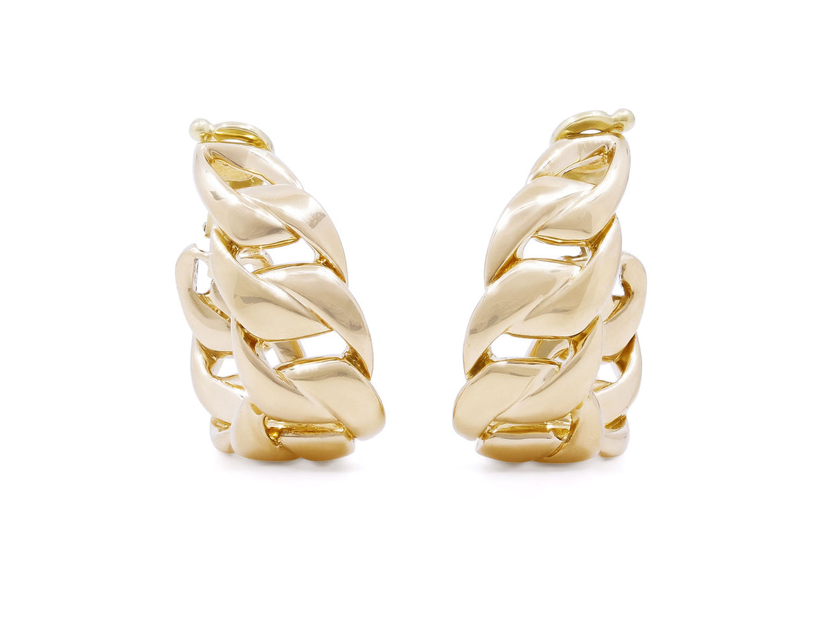 Pair of 18K gold curb link hoop earrings