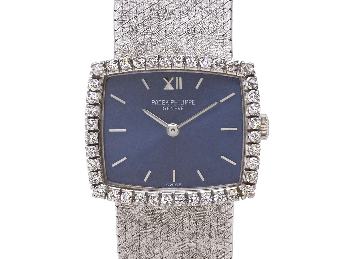 Patek Philippe diamond watch with blue dial
