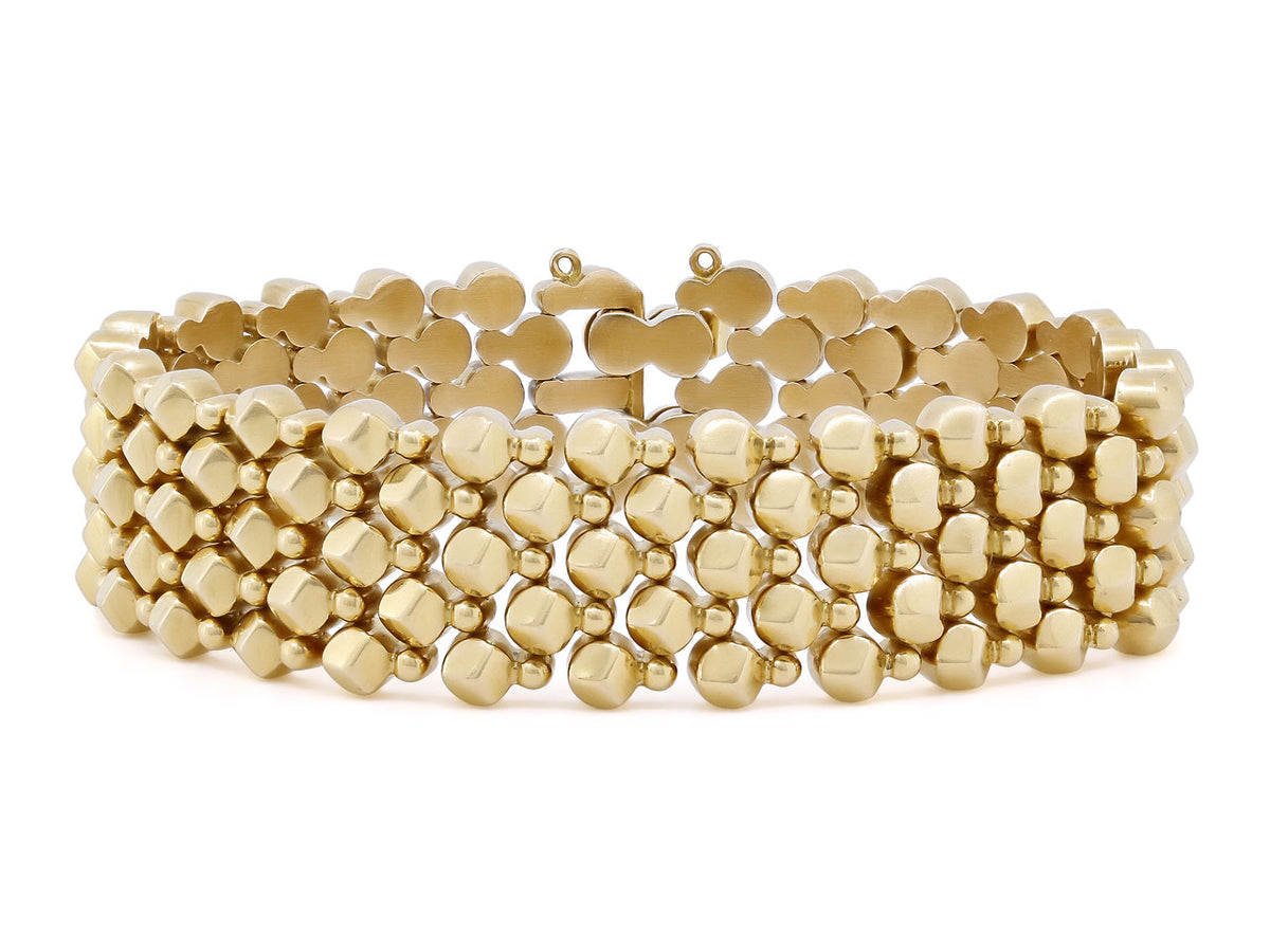 18K yellow gold bracelet with raised gourd shaped links