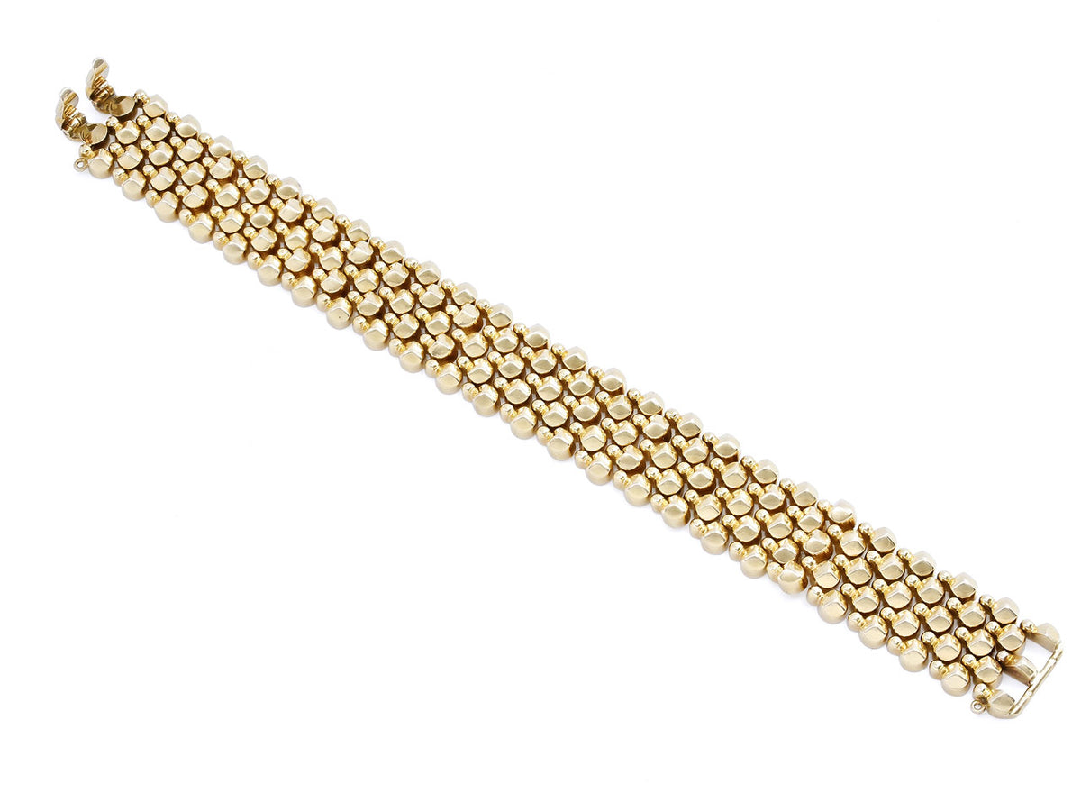 18K yellow gold bracelet with raised gourd shaped links