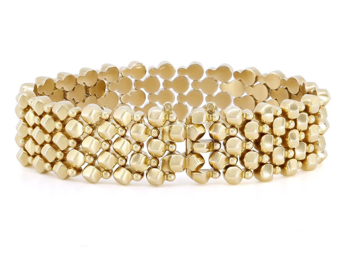 18K yellow gold bracelet with raised gourd shaped links