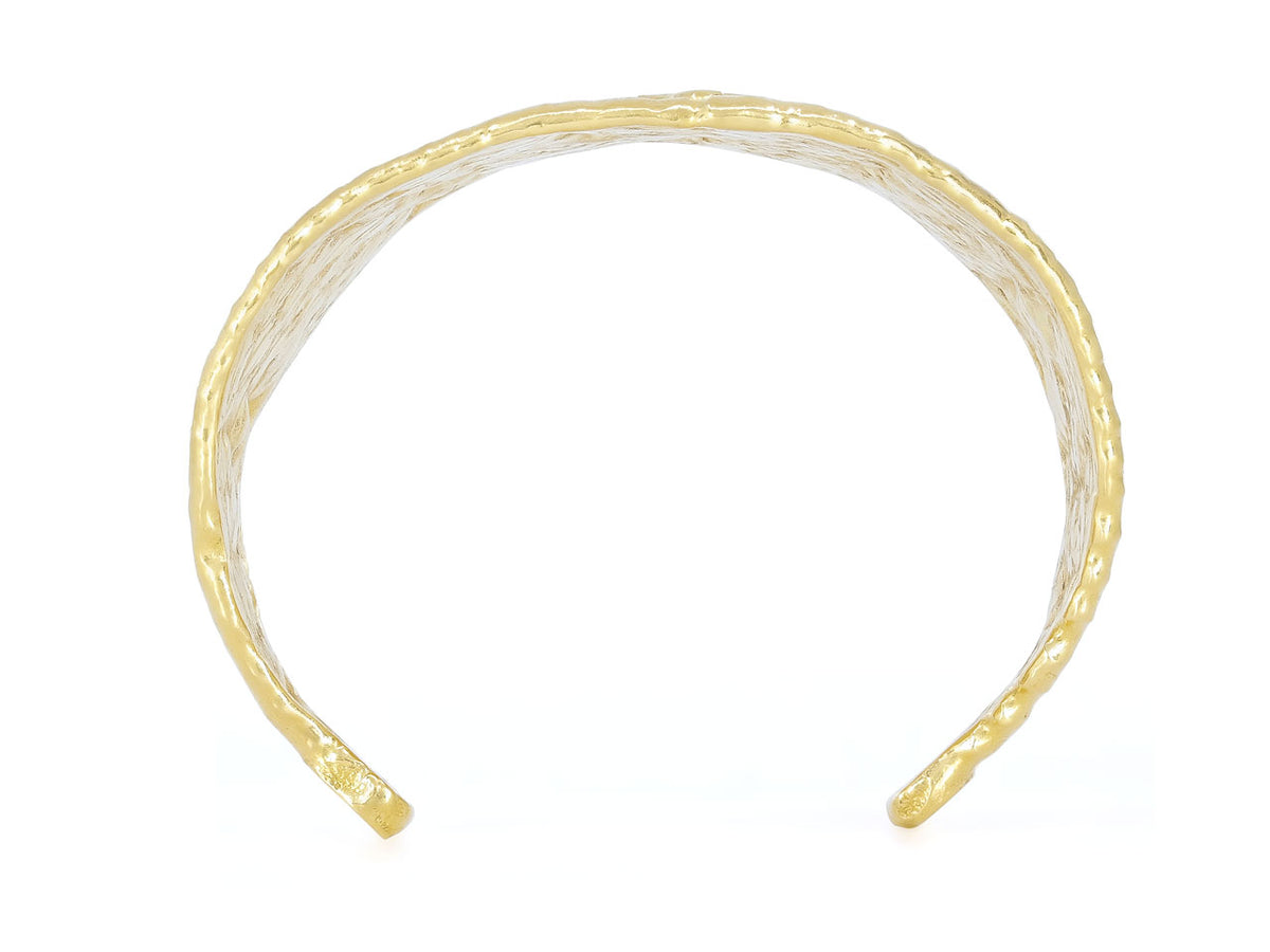 Hand hammered 22K gold cuff bracelet with raised edges