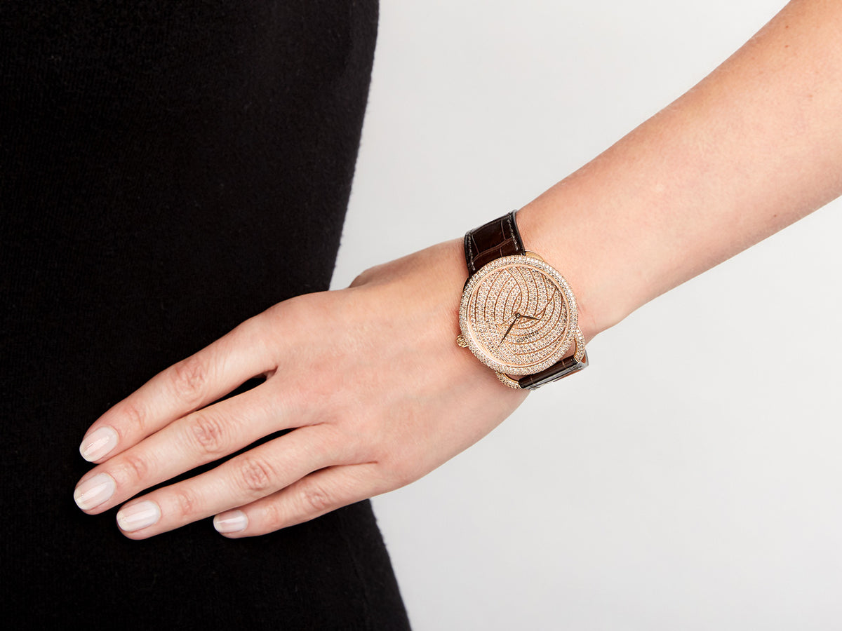 Hermès Arceau diamond watch worn on wrist