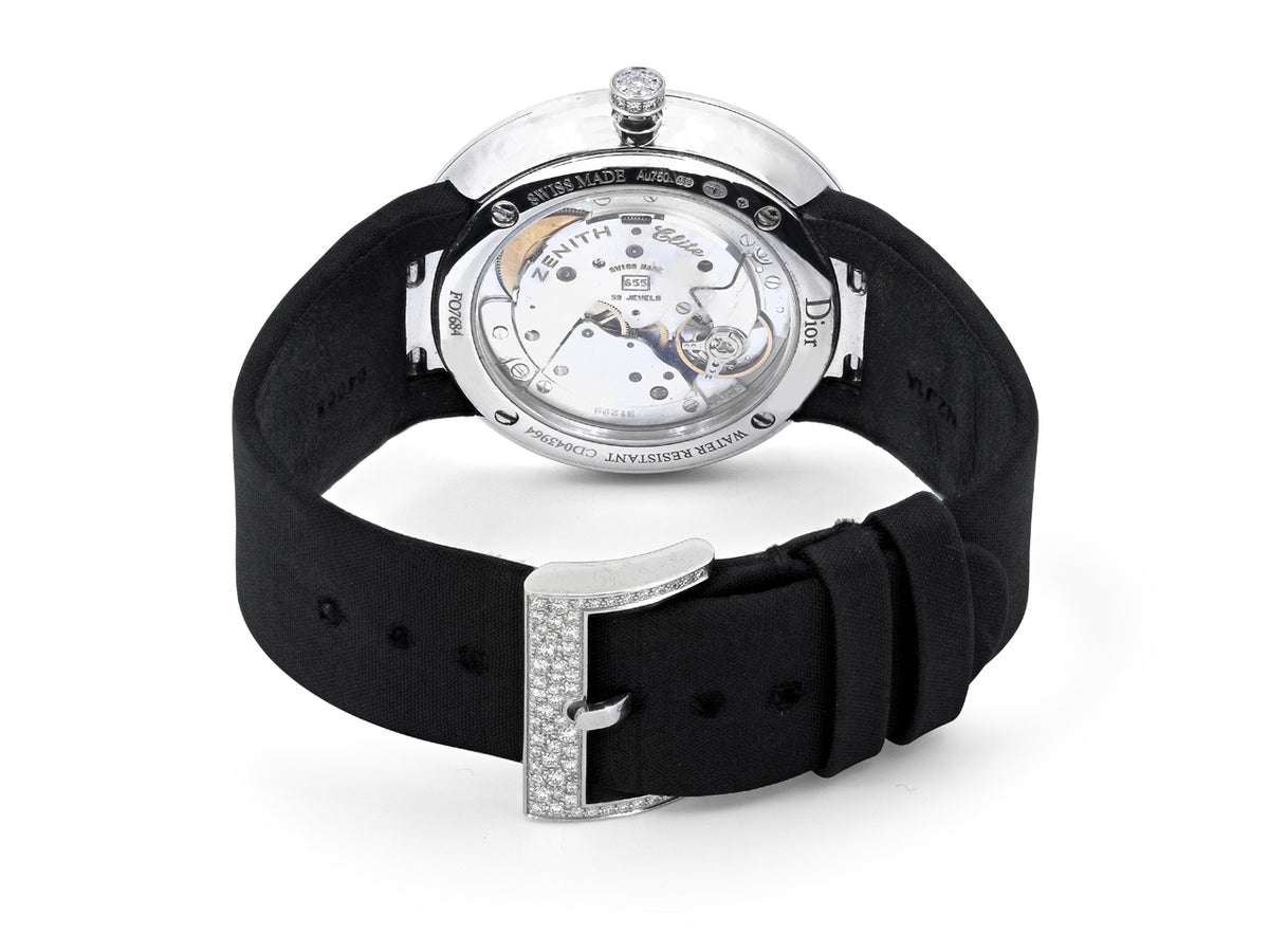 Dior diamond watch rear view with exposed movement