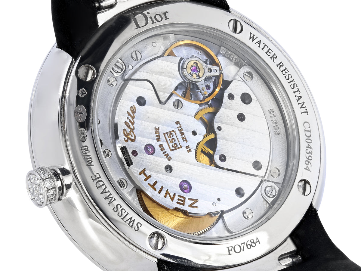 Dior watch exhibition case back with visible movement