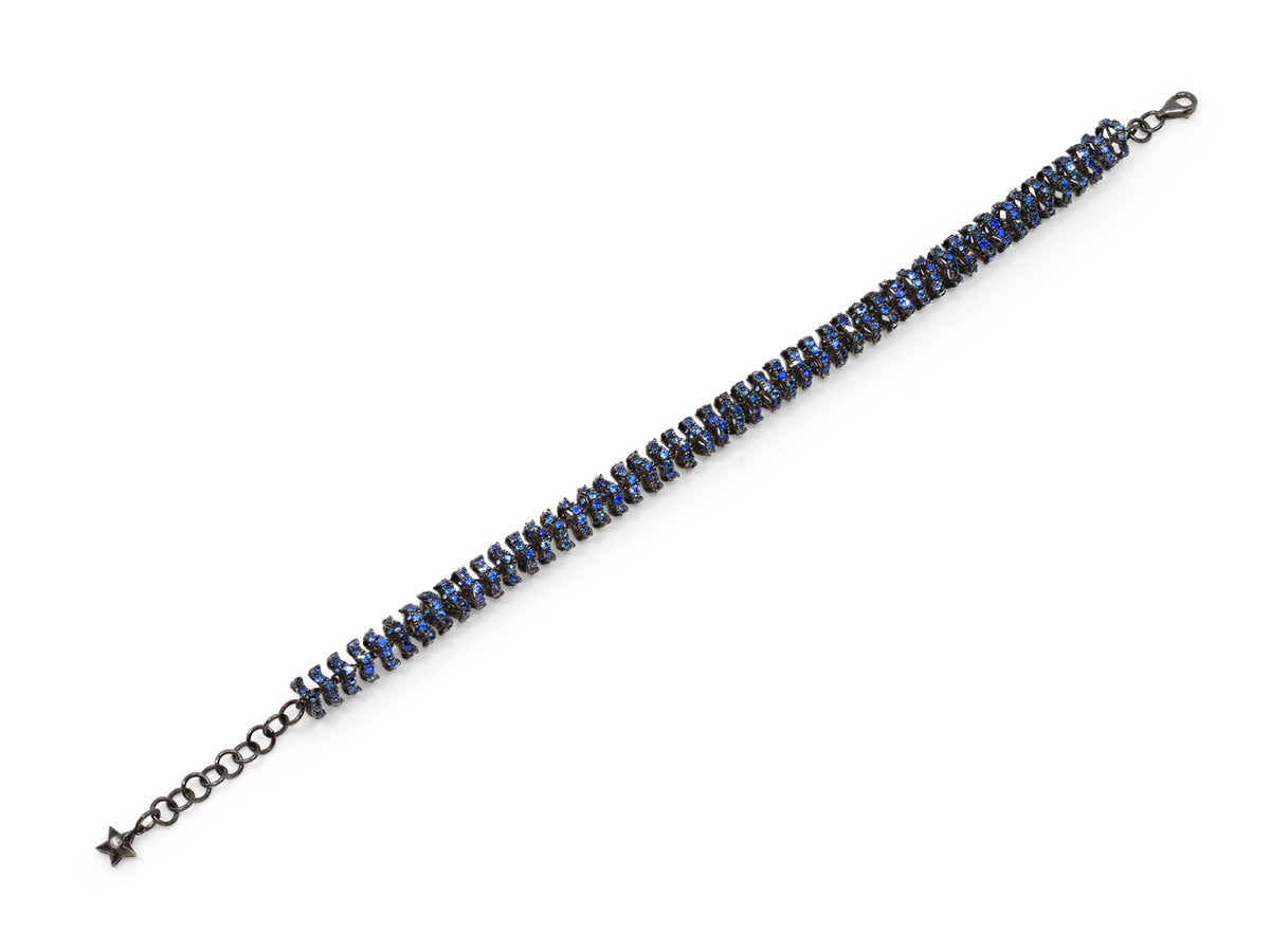 Sapphire bracelet in 18K blackened gold with star charm
