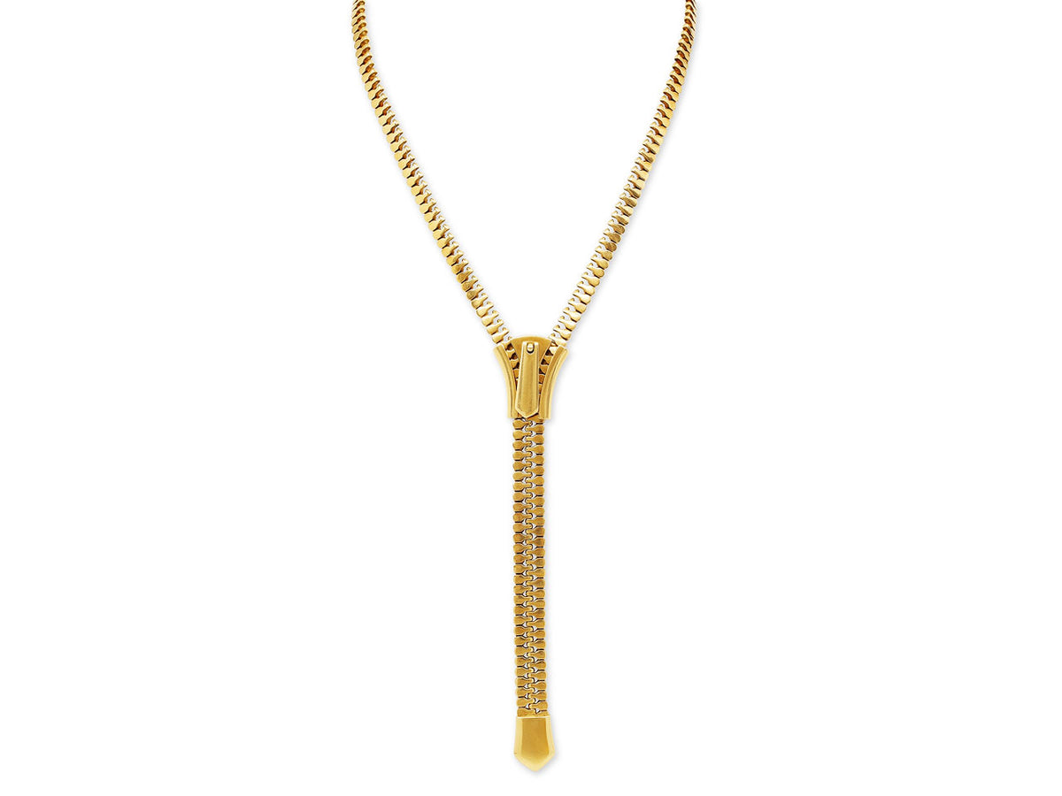 18K gold zipper necklace with adjustable pull tab