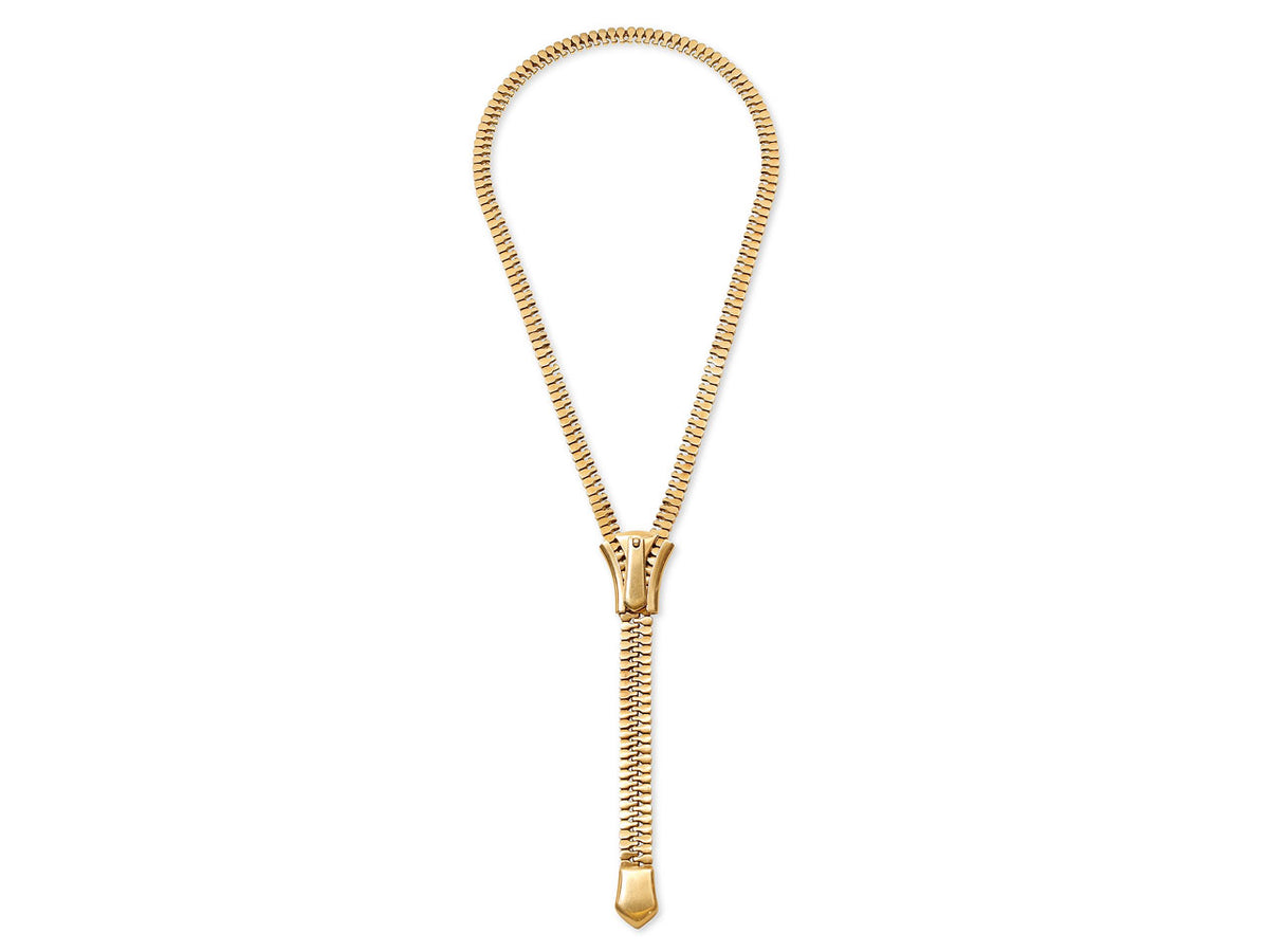 18K gold zipper necklace with adjustable pull tab