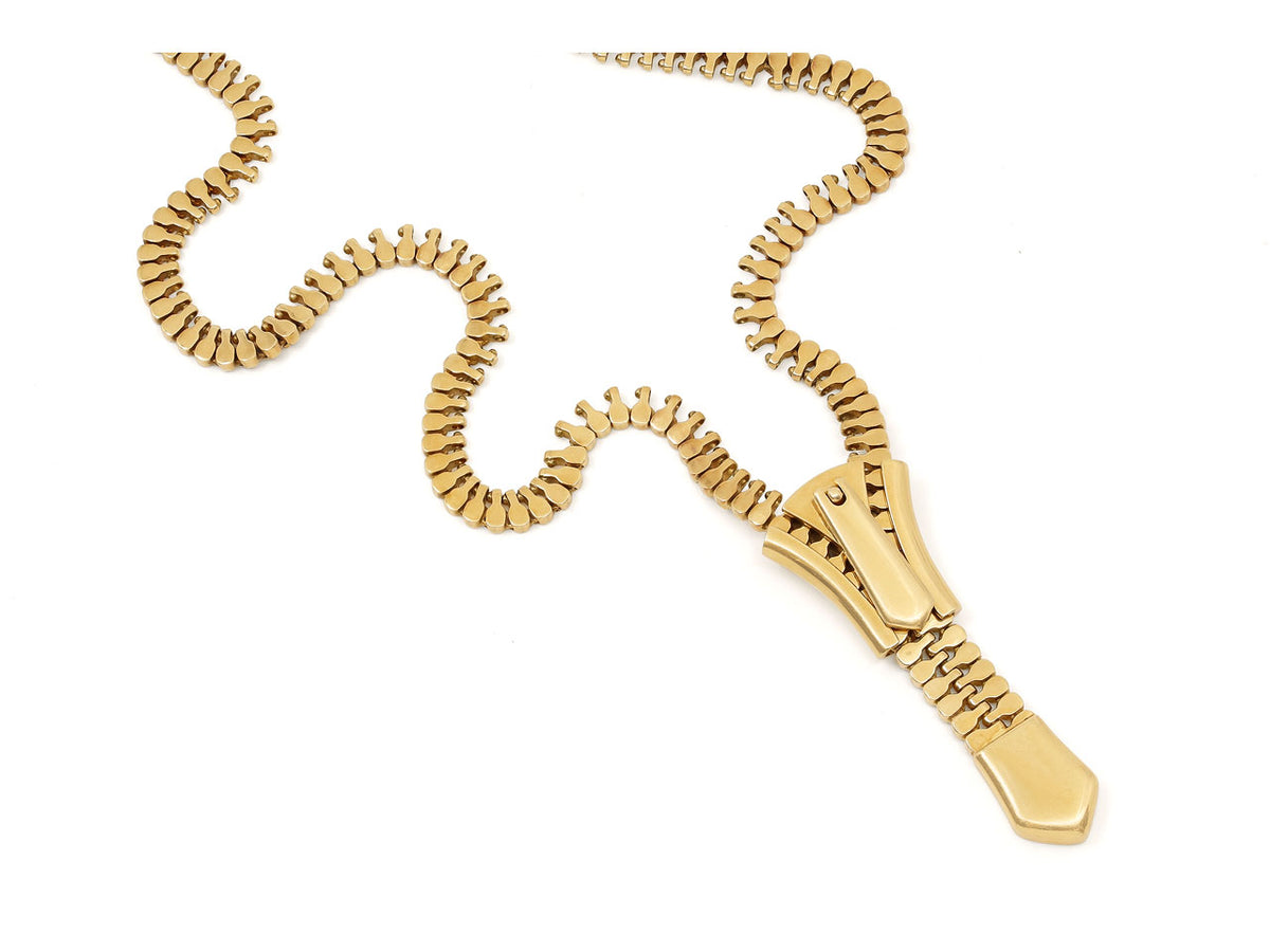 18K gold zipper necklace with adjustable pull tab