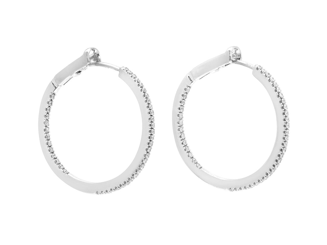 Diamond Hoop Earrings in 18K White Gold