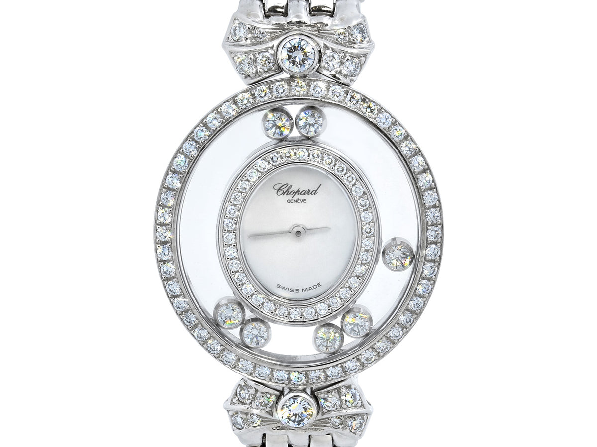 Chopard white gold watch with diamond bow motif