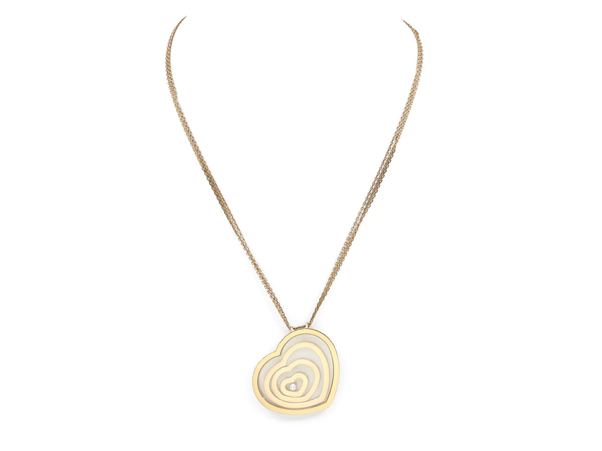 18K gold heart necklace with concentric heart pendant
