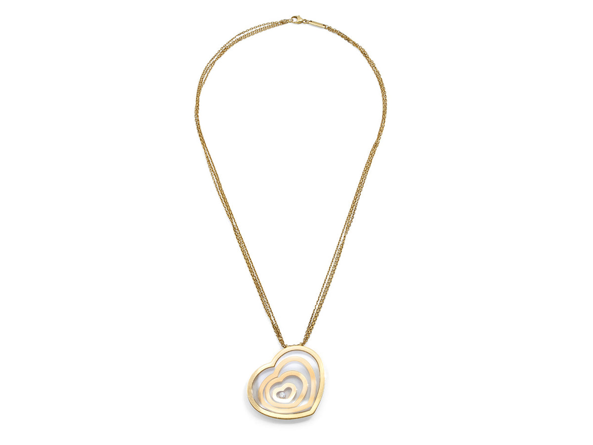 18K gold necklace with concentric heart pendant