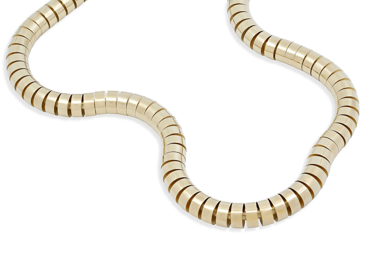 Flexible segmented 18K gold tube necklace