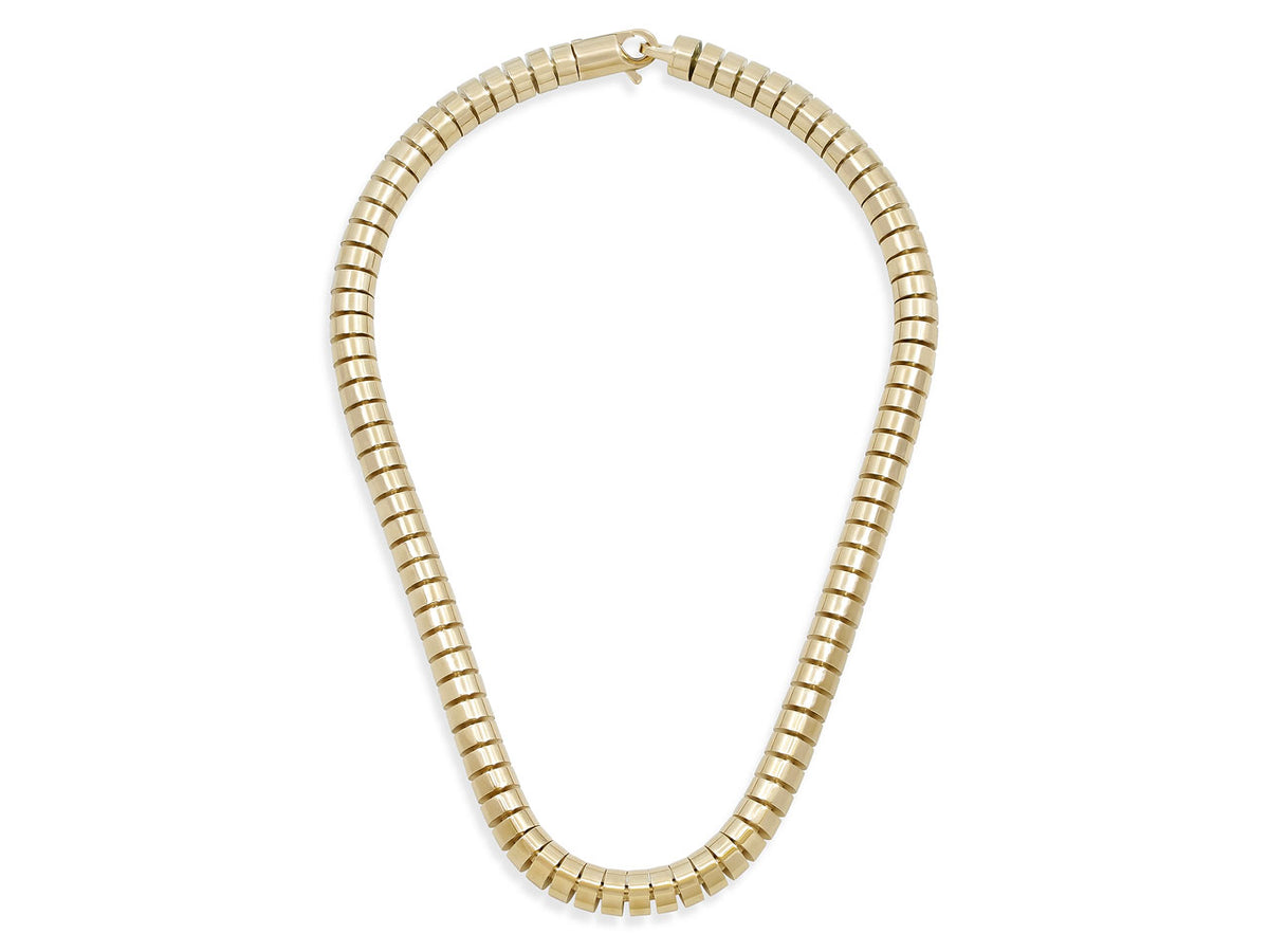 Flexible 18K gold segmented tube necklace
