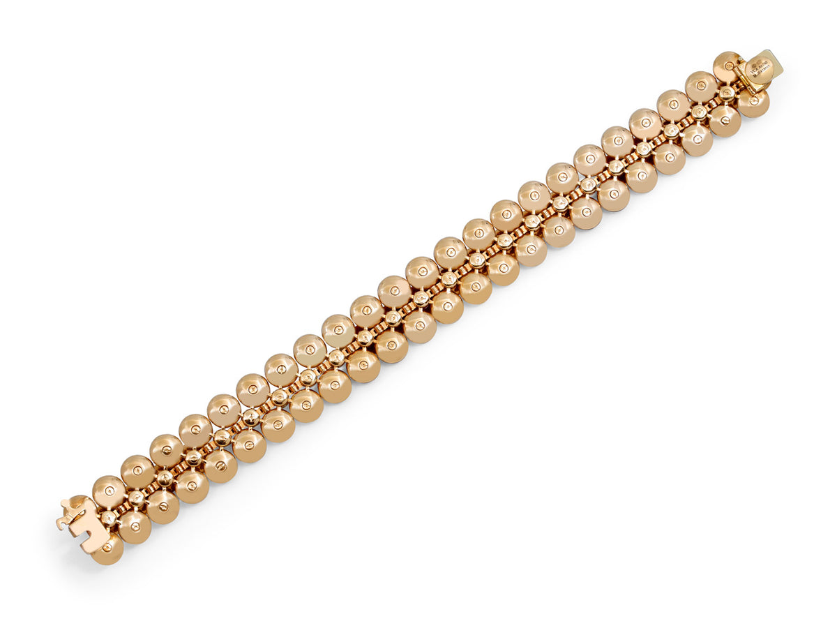 Rose gold bracelet with carnelian and mother of pearl
