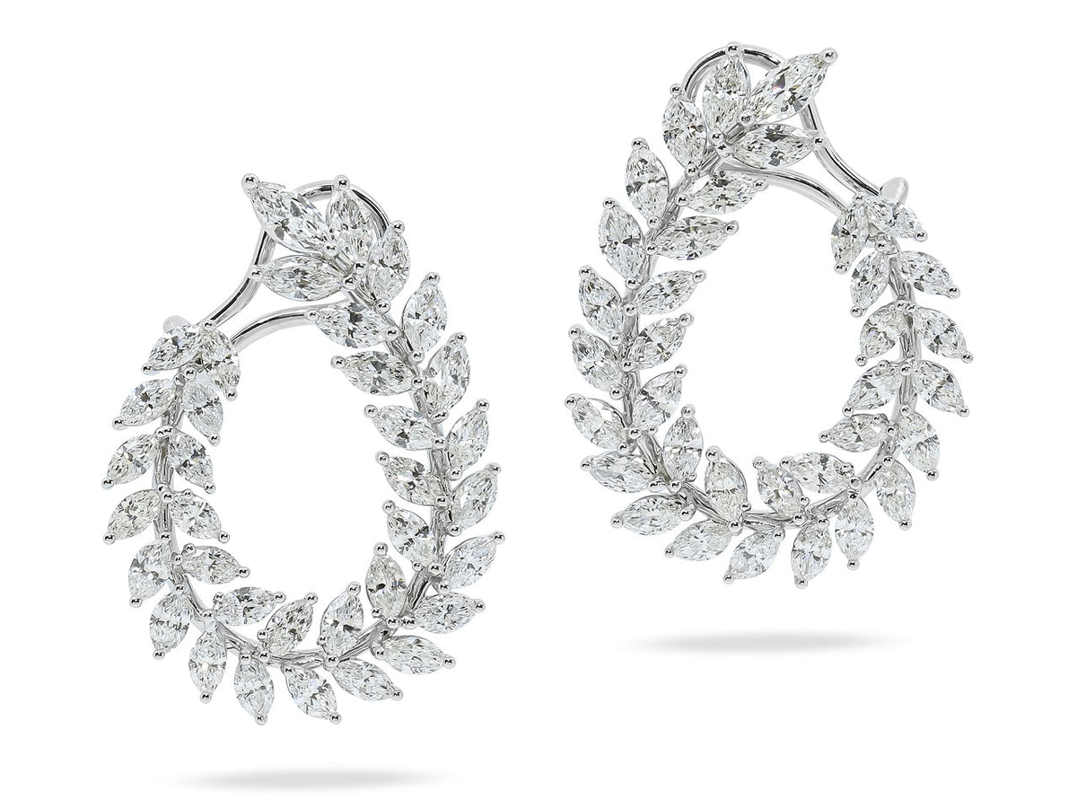 Diamond wreath earrings in 18K white gold