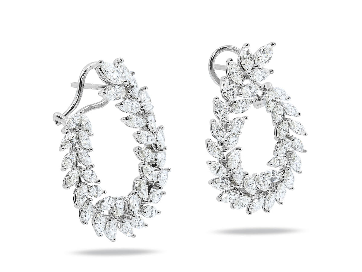 Marquise diamond wreath earrings in white gold