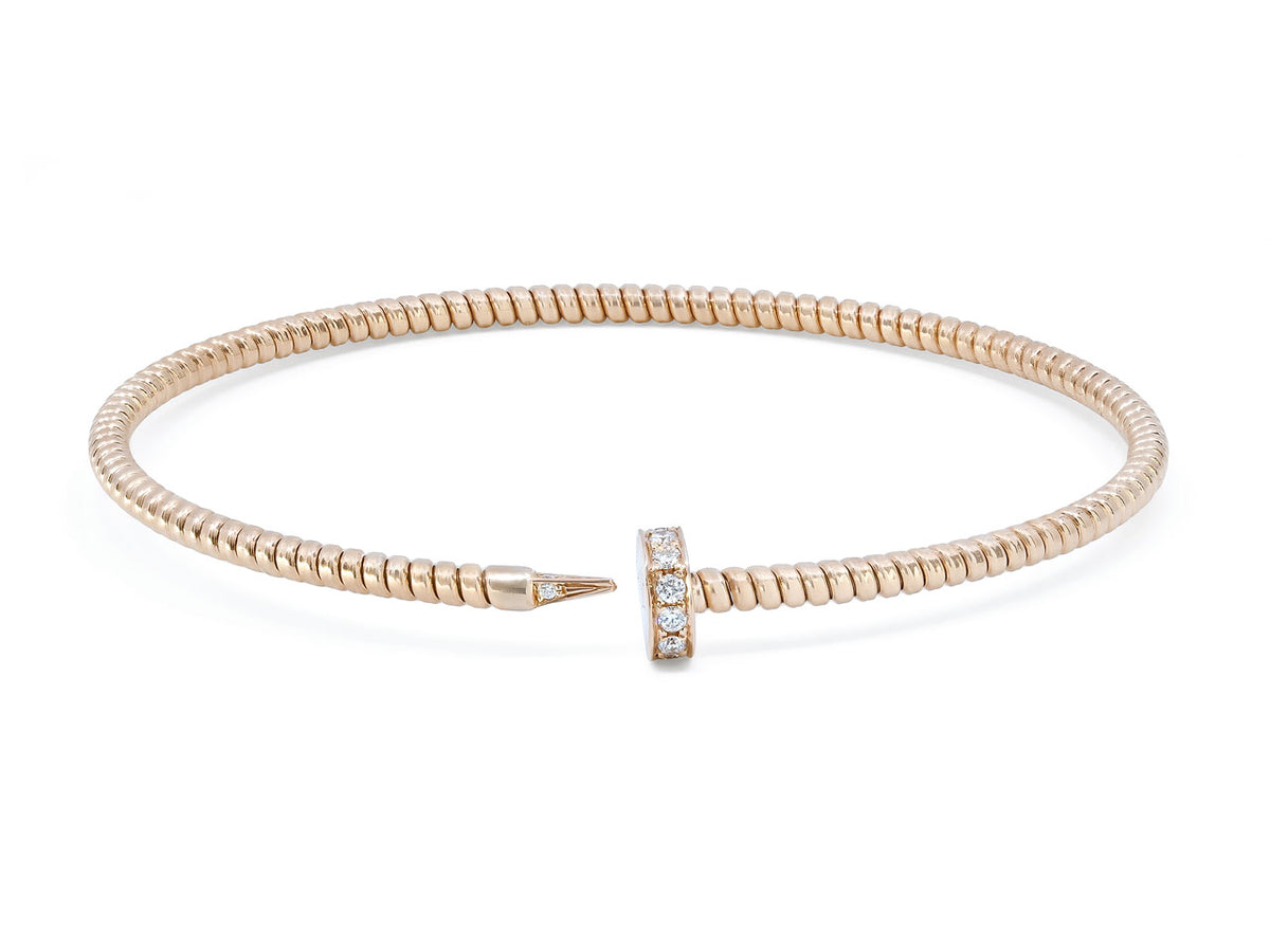18K rose gold tubogas nail bracelet with diamond details