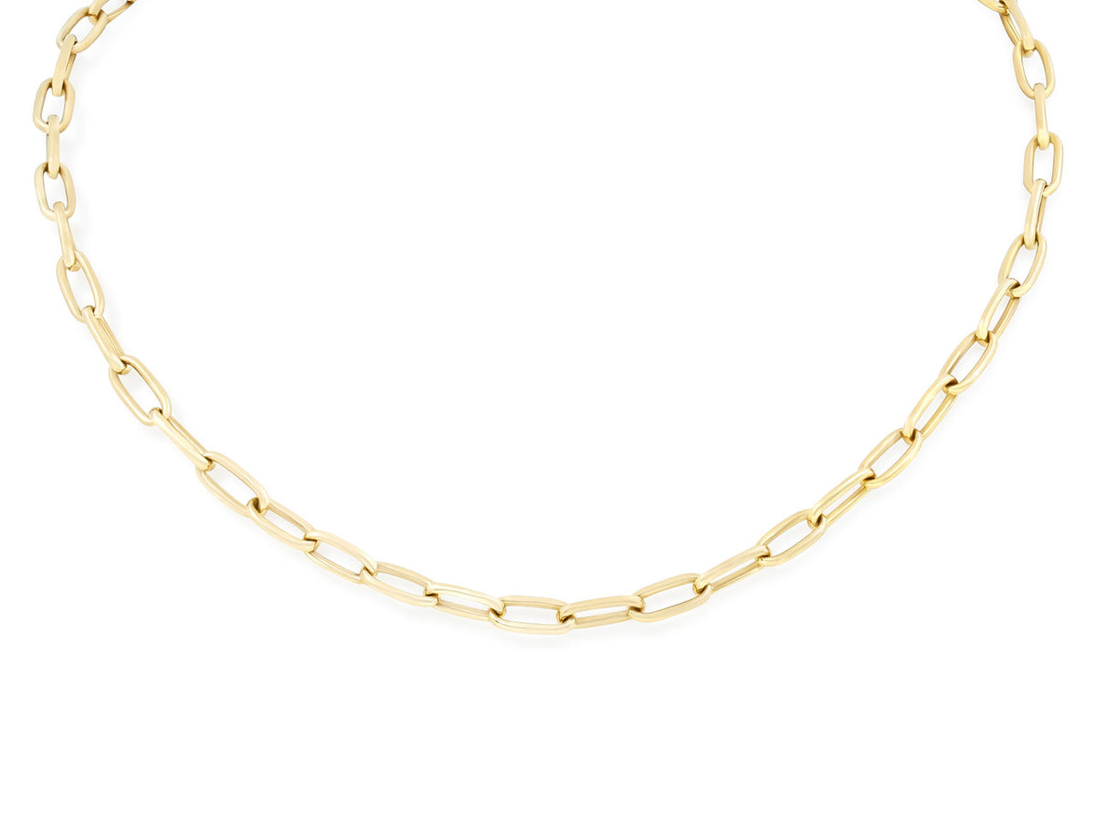 Polished 18k gold oval link chain necklace