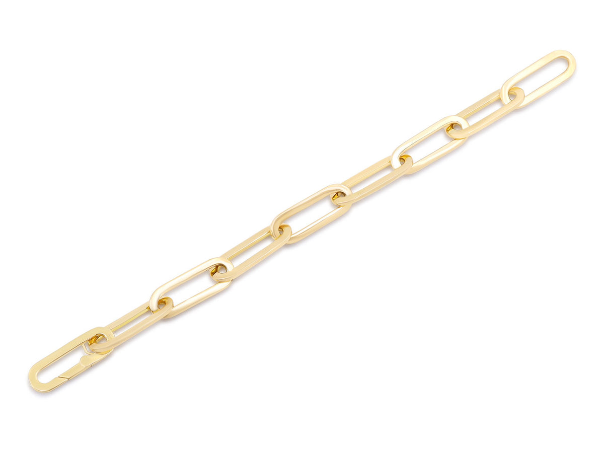 Polished 18K gold bracelet with elongated oval links