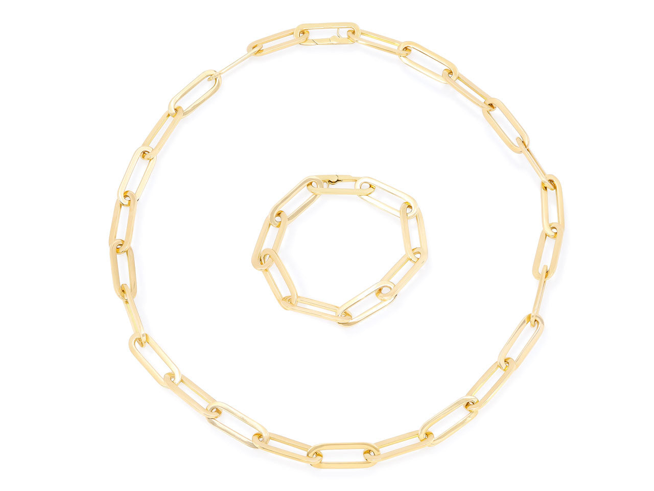 Italian 'Paperclip' Elongated Link Necklace in 18K Gold, 33 Inches, by Beladora