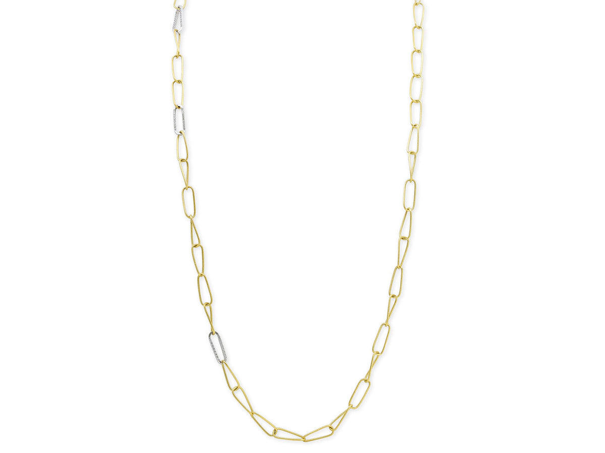 18k gold paper clip necklace with white gold links