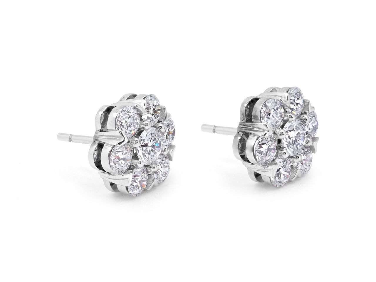 Beladora 'Bespoke' Floral Diamond Cluster Earrings in 18K White Gold