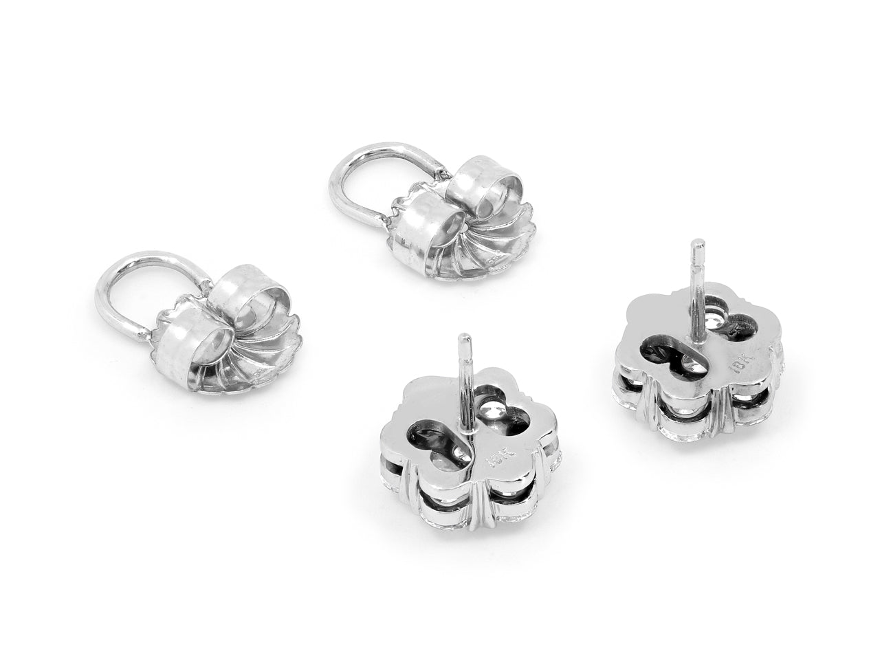 Beladora 'Bespoke' Floral Diamond Cluster Earrings in 18K White Gold