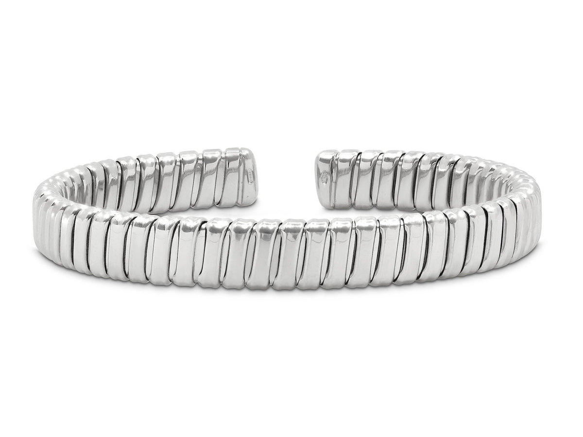 Flexible 18K white gold tubogas bangle