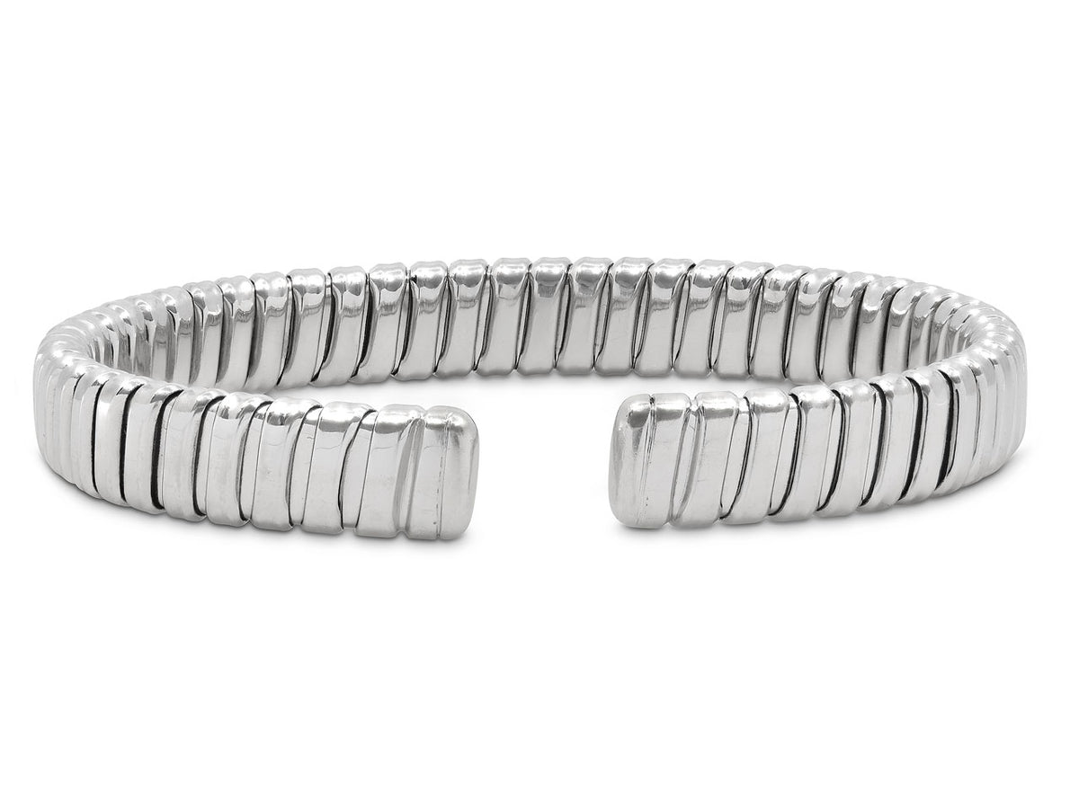 Flexible 18K white gold tubogas bangle