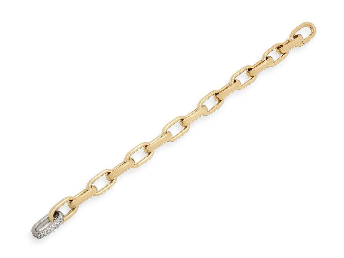 18K gold link bracelet with diamond accent