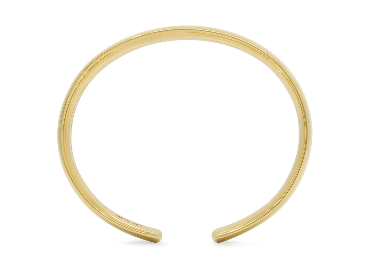 Polished 18K yellow gold flexible open cuff bracelet