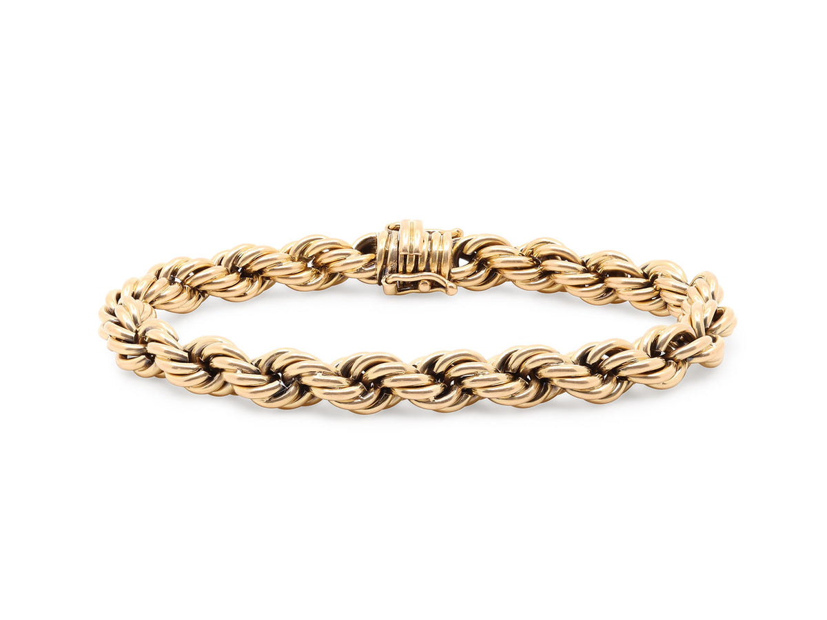Polished 18K yellow gold twisted rope bracelet