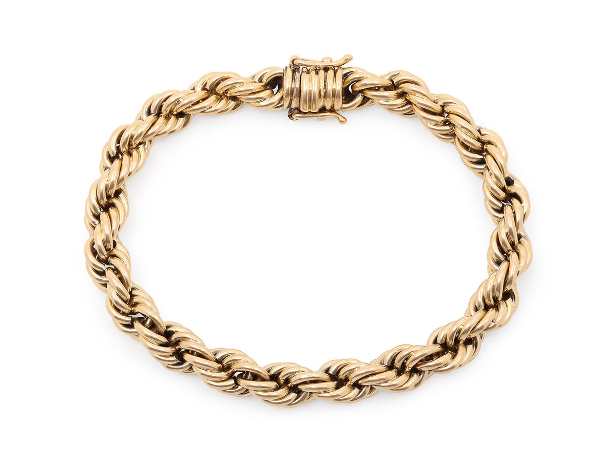 Twisted 18K yellow gold rope bracelet with clasp