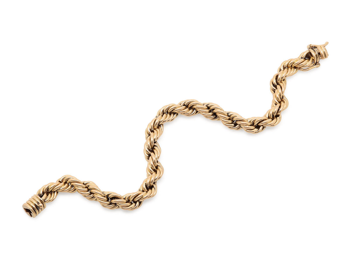 Twisted rope bracelet in polished 18K yellow gold