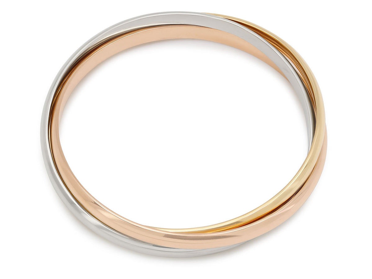 Cartier Trinity bangle with interlocking tri color gold bands