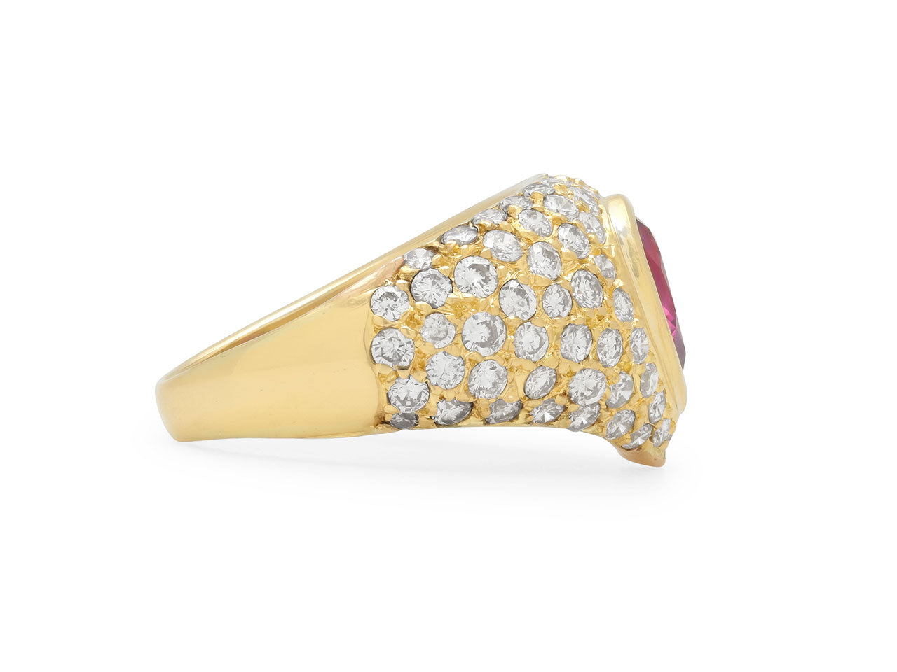 Heart-Shaped Ruby and Diamond Ring in 18K Gold