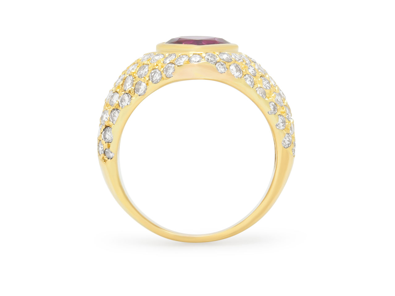 Heart-Shaped Ruby and Diamond Ring in 18K Gold