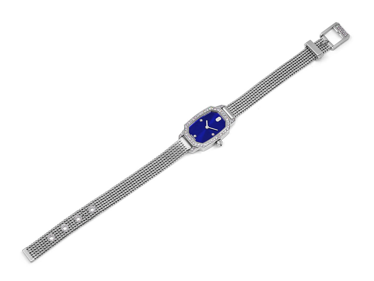 Harry Winston white gold diamond watch with blue dial