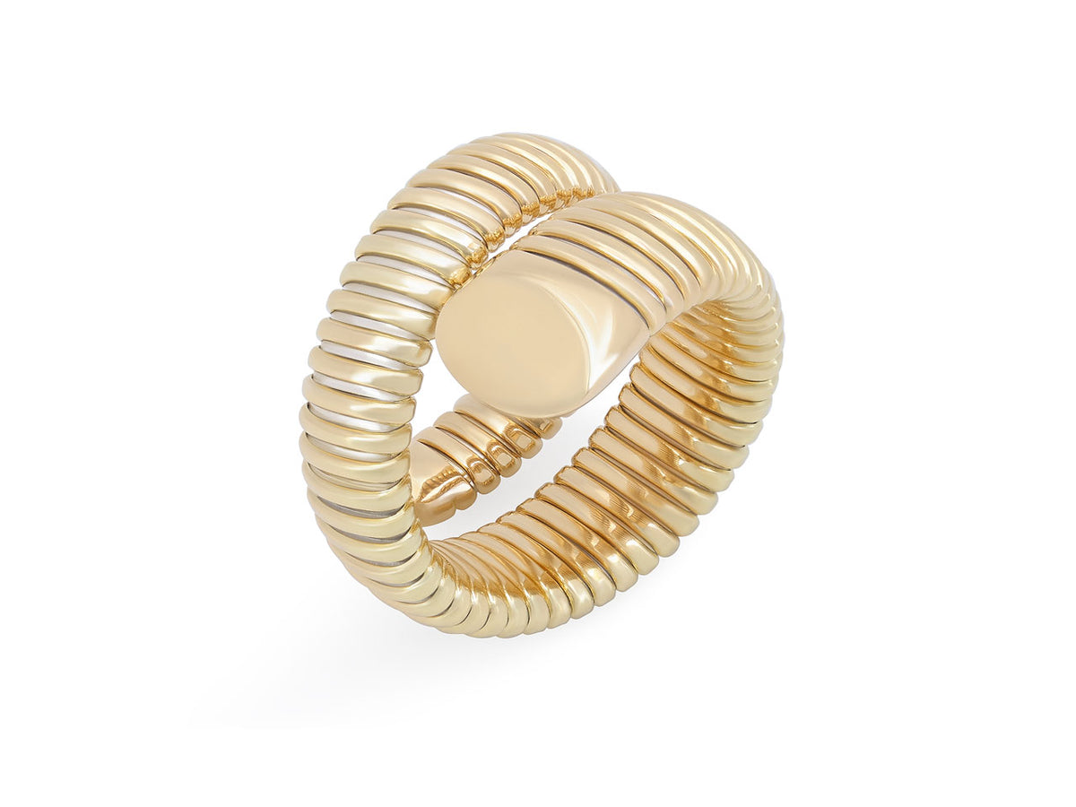 18K yellow gold bypass tubogas ring