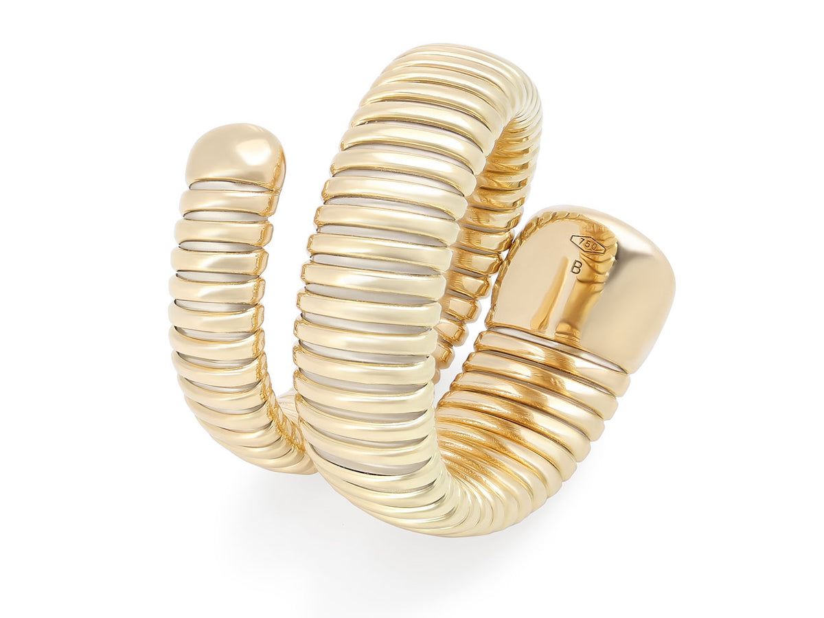 18K yellow gold bypass tubogas ring