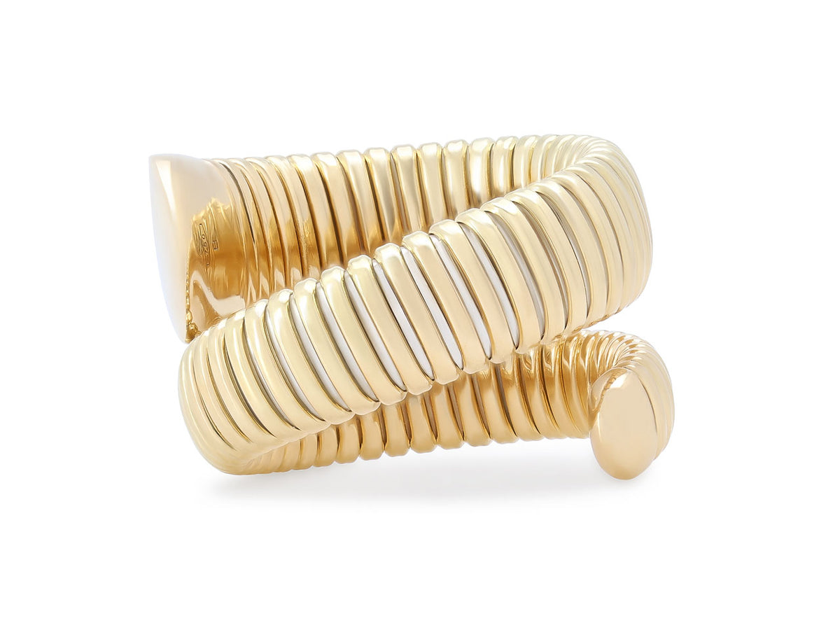 18K yellow gold bypass tubogas ring