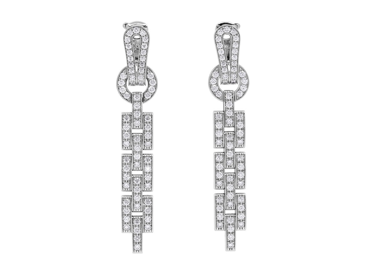 Pair of diamond drop earrings in white gold