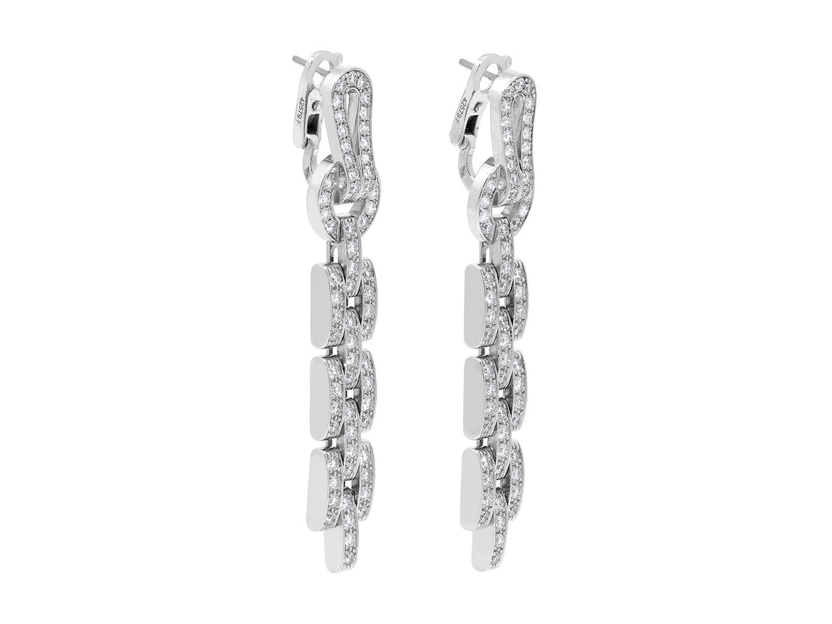 Pair of 18K white gold diamond drop earrings
