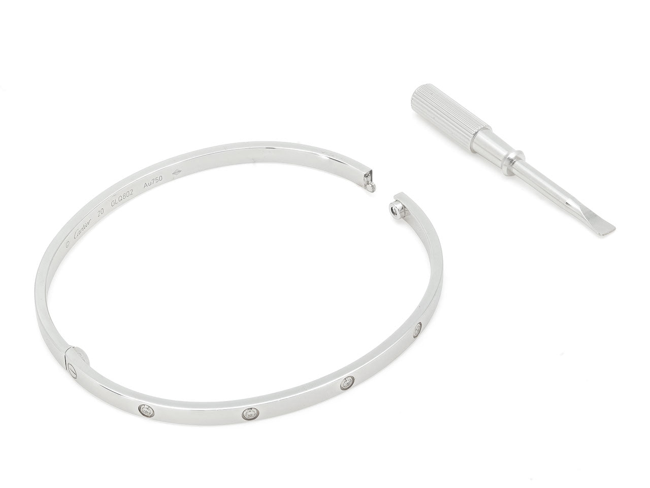 Cartier Diamond 'Love' Bracelet in 18K White Gold, Small Model, 10 Diamonds Size 20